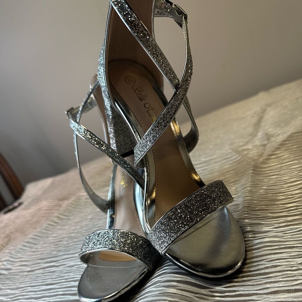 High heels silver for party brand new and comfy